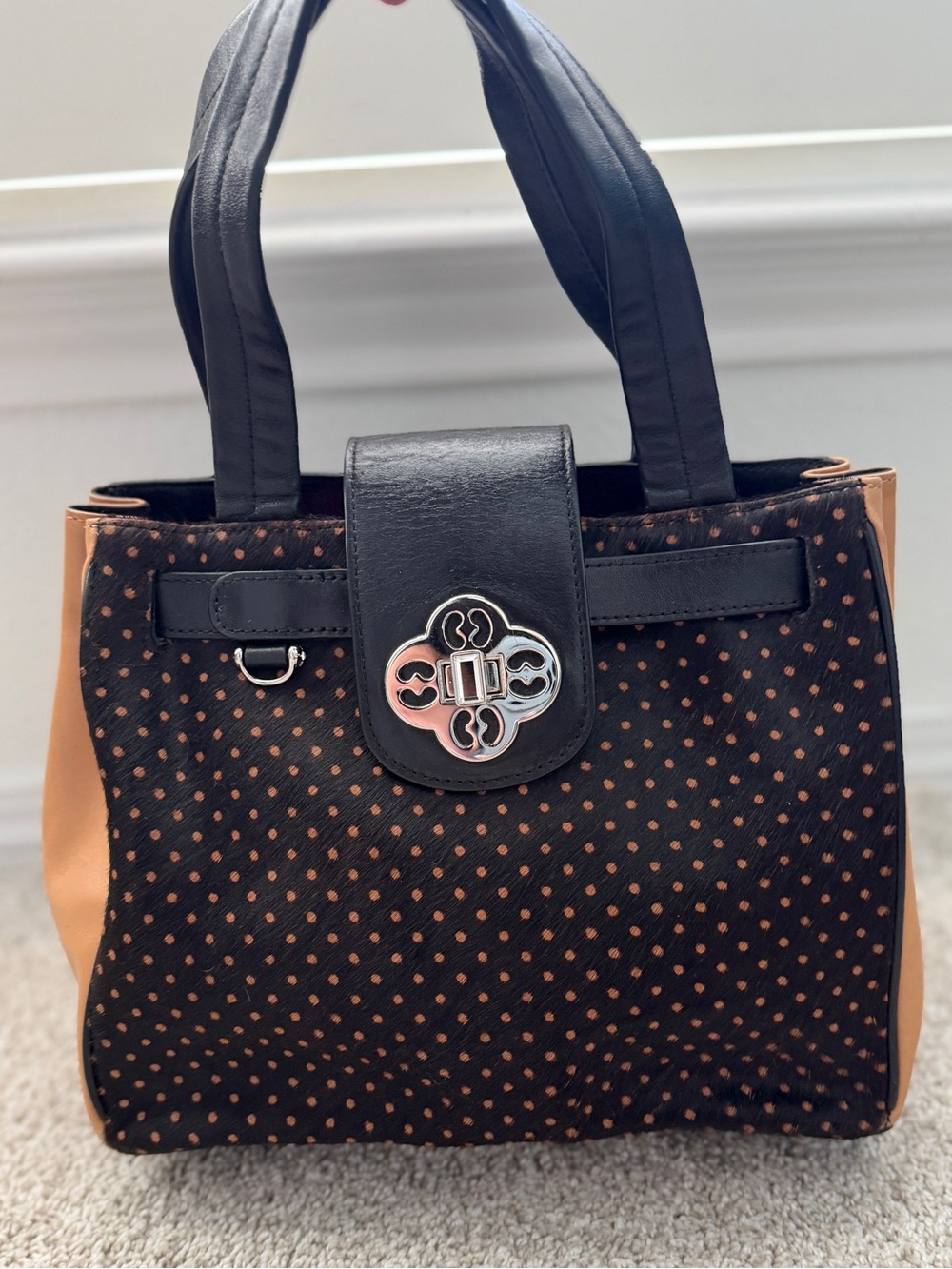 Vintage My Flat in London MFIL Jan Haedrich Black Cognac Western Satchel Y2K